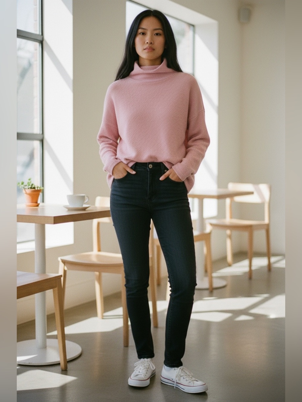 Banana Republic Blush Pink Textured Mock Neck Sweater XS